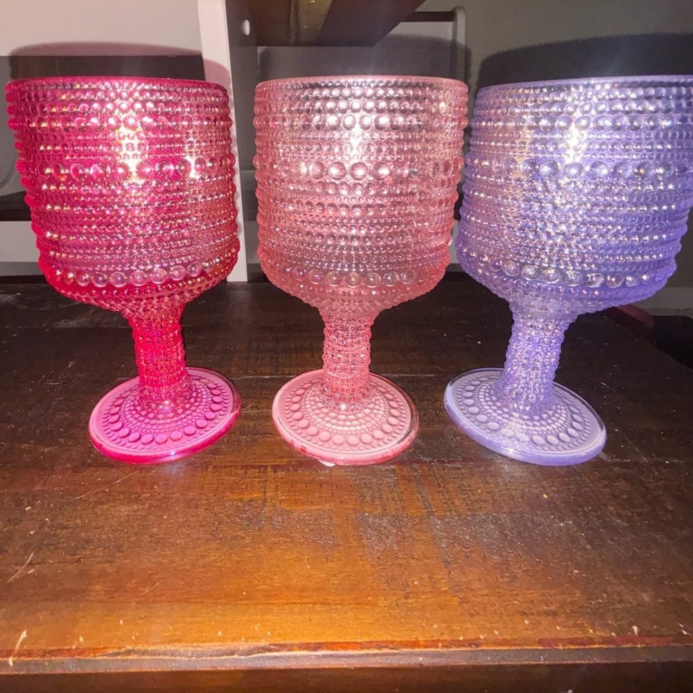 Source Unknown Beaded Goblet Set - Red, Pink, and Purple